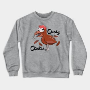 Crazy Shocked Farm Chicken Funny Cartoon Brown Crewneck Sweatshirt